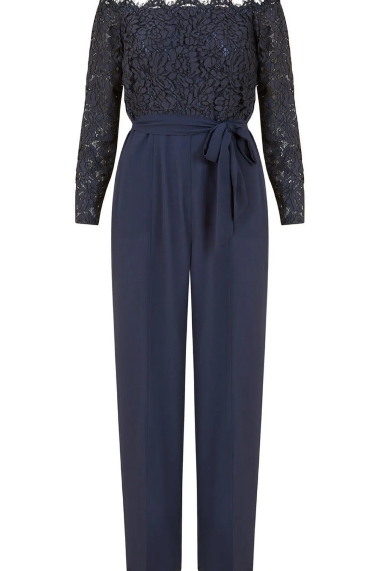 Jumpsuits^Yumi Navy Lace Bardot 3/4 Sleeve Jumpsuit Blue
