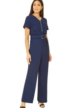 Jumpsuits^Yumi Navy Utility Jumpsuit With Zip And Belt Detail Blue