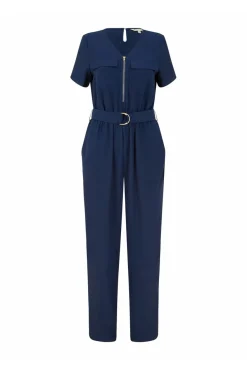 Jumpsuits^Yumi Navy Utility Jumpsuit With Zip And Belt Detail Blue