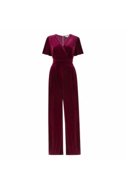 Jumpsuits^Yumi Plum Velvet Jumpsuit With Angel Sleeves Red
