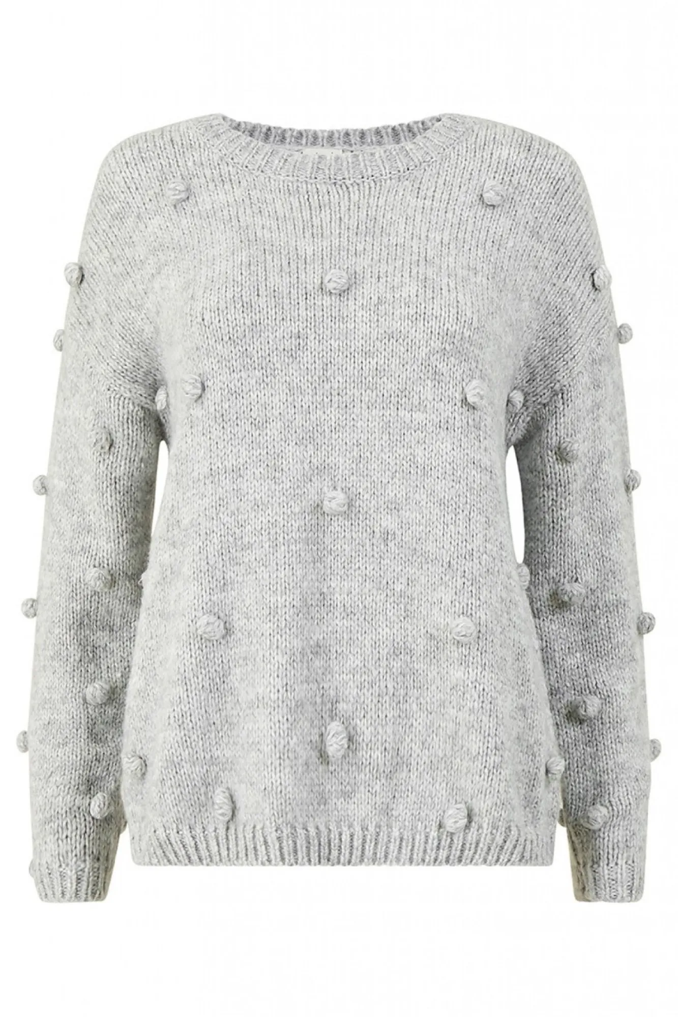 Jumpers^Yumi Pom Pom Relaxed Knitted Jumper Grey