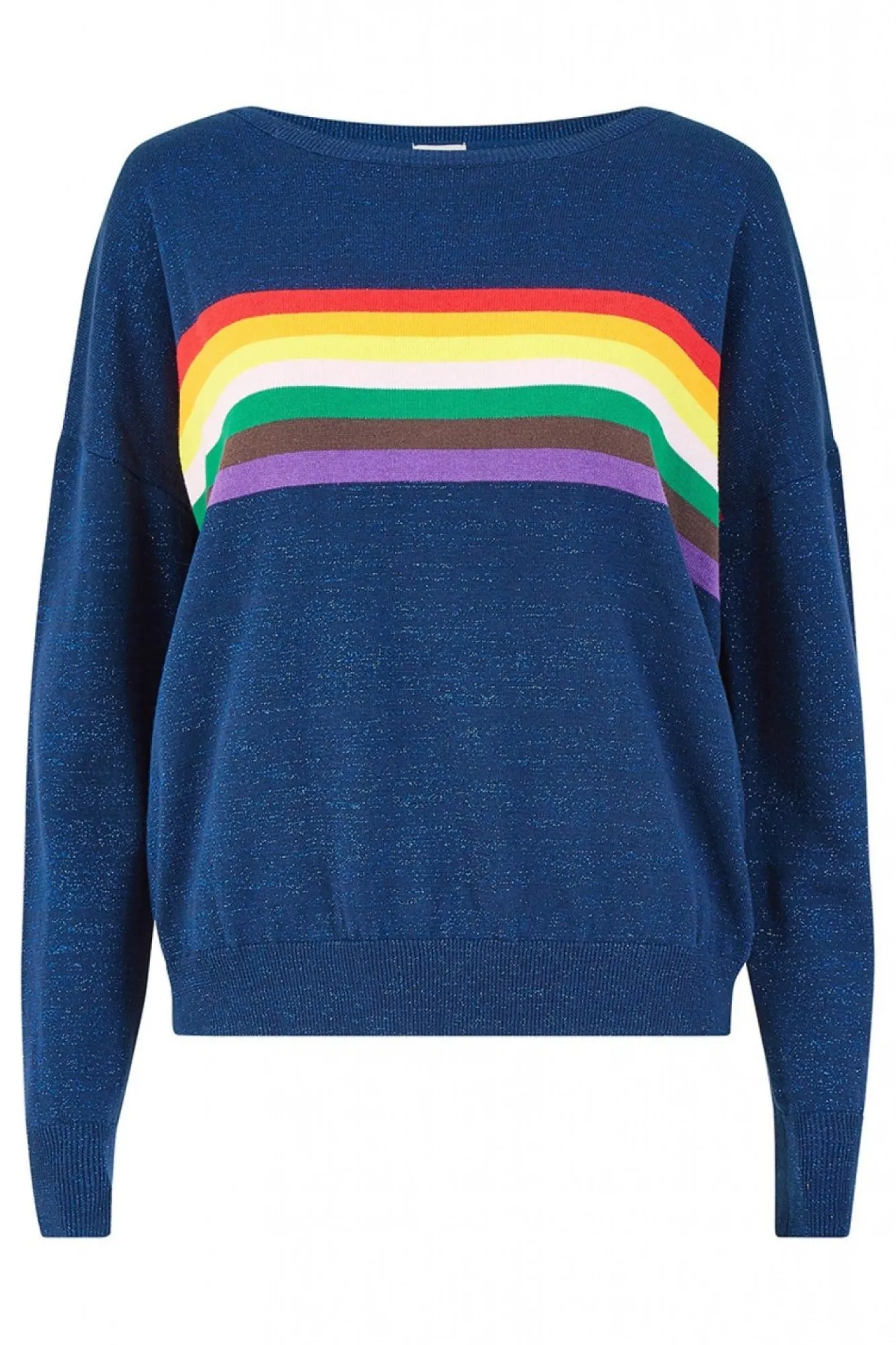 Jumpers^Yumi Rainbow Stripe Knitted Jumper Navy