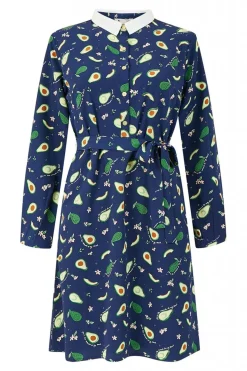 Mini Dresses^Yumi Recycled Avocado Print Shirt Dress Blue