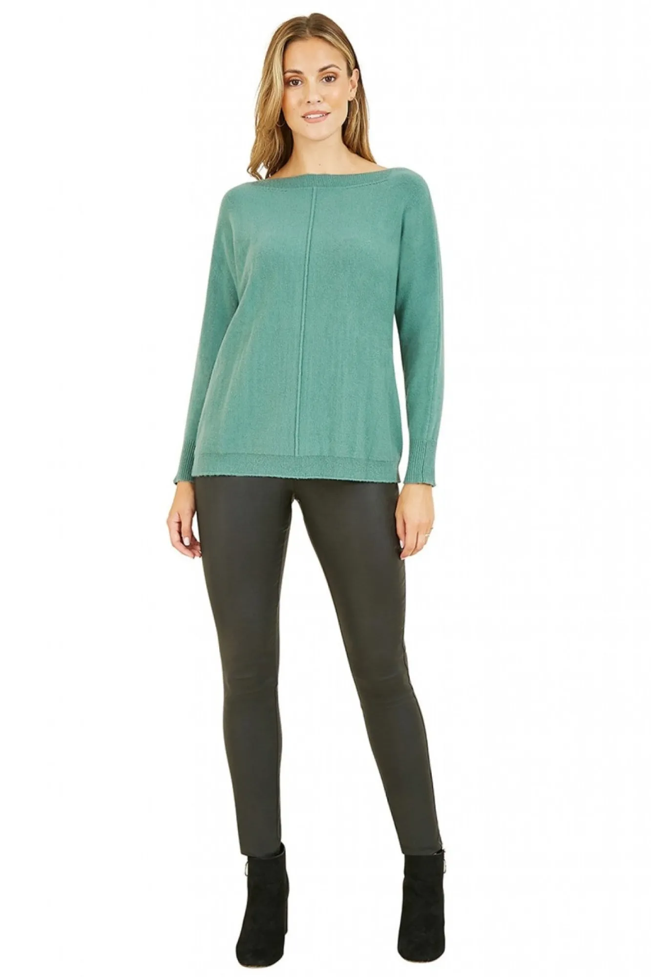 Jumpers^Yumi Relaxed Knitted Jumper Green