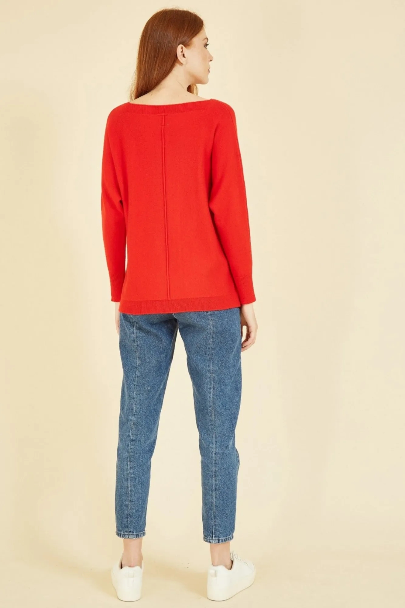Jumpers^Yumi Relaxed Knitted Jumper Red