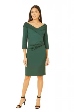 Midi Dresses^Yumi Scuba Fitted Wrap Dress Green