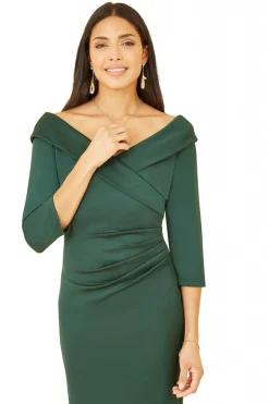 Midi Dresses^Yumi Scuba Fitted Wrap Dress Green