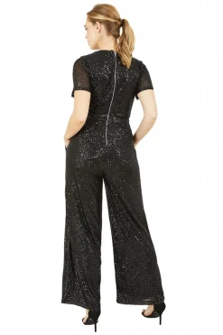 Jumpsuits^Yumi Sequin Jumpsuit Gold Buckle Detail Belt Black
