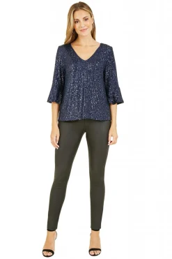 Blouses^Yumi Sequin Relaxed Fit Top Navy