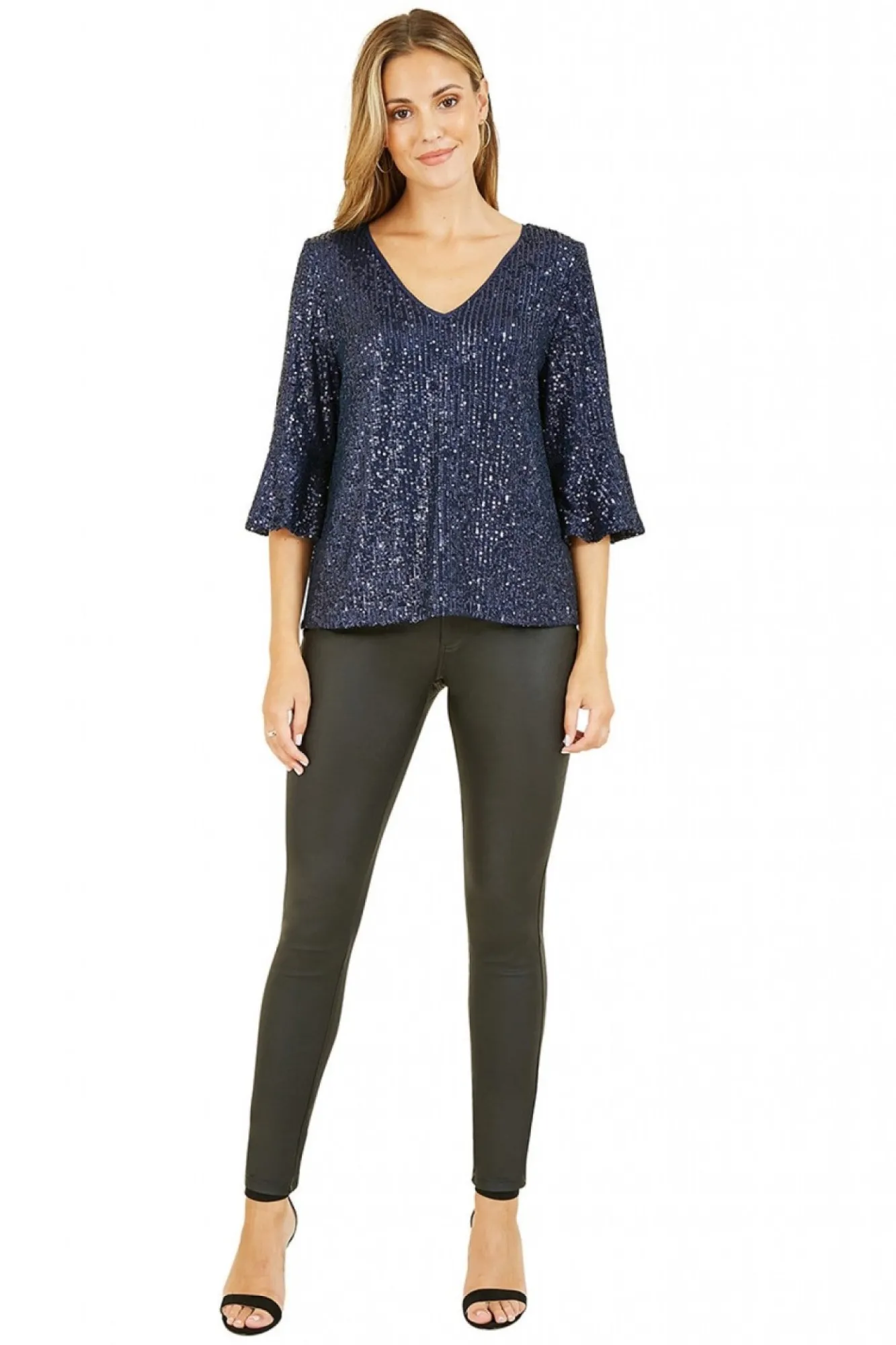Blouses^Yumi Sequin Relaxed Fit Top Navy