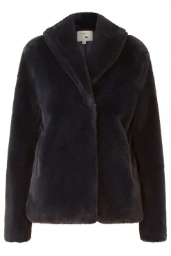 Outerwear^Yumi Short Wrap Faux Fur Coat Navy