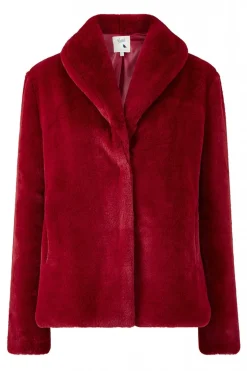 Outerwear^Yumi Short Wrap Faux Fur Coat Red