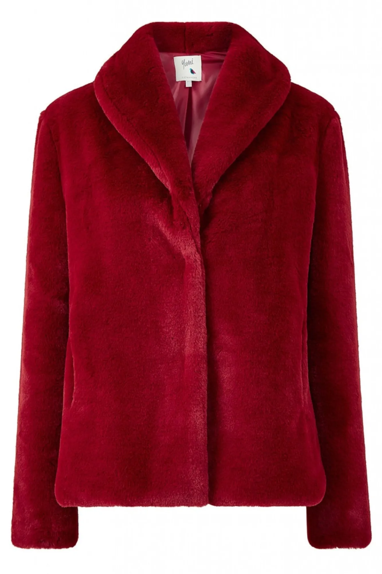 Outerwear^Yumi Short Wrap Faux Fur Coat Red