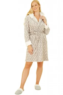 Loungewear & Sleepwear^Yumi Star Print Fleece Dressing Gown Grey