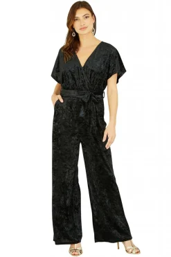 Jumpsuits^Yumi Velvet Kimono Sleeve Jumpsuit Black