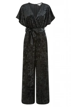 Jumpsuits^Yumi Velvet Kimono Sleeve Jumpsuit Black